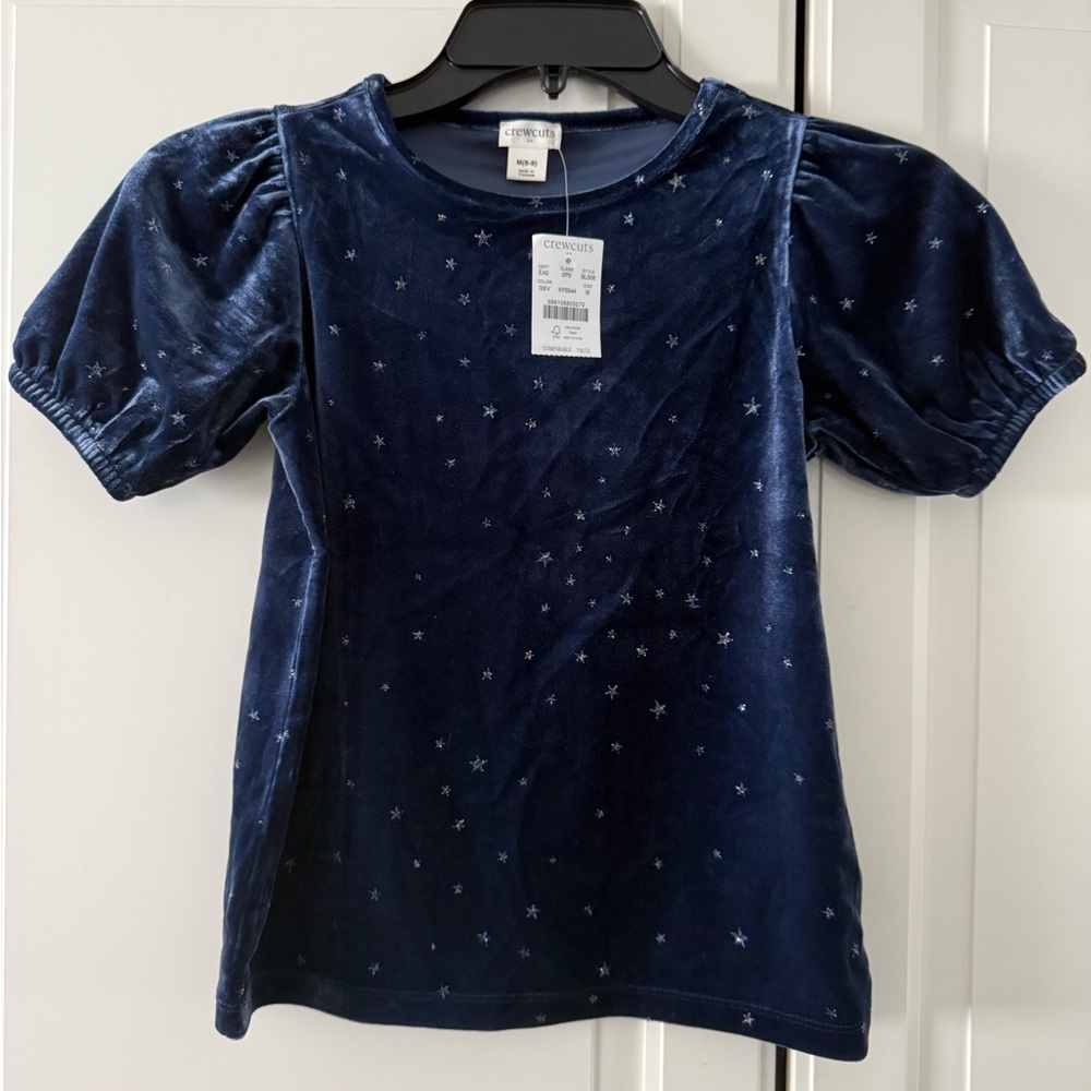 NWT - J Crew Kids Velvet Navy Starry Kids Top